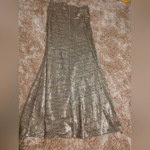 Line & Dot Gold Sequin Maxi Skirt